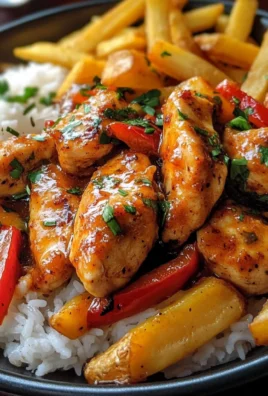 Spicy Pepper Chicken in Rich Sauce with Rice & Crispy Fries