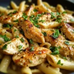 Sticky Garlic Parmesan Chicken Skillet Pasta