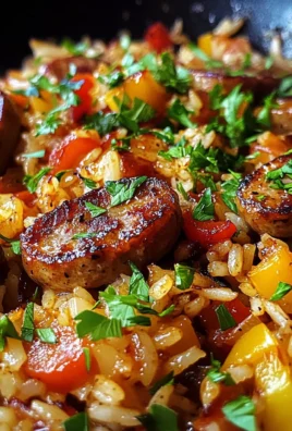 Sticky Honey BBQ Garlic Butter Sausage Rice Skillet