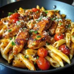 Sticky Sweet BBQ Cajun Garlic Butter Chicken Pasta Skillet