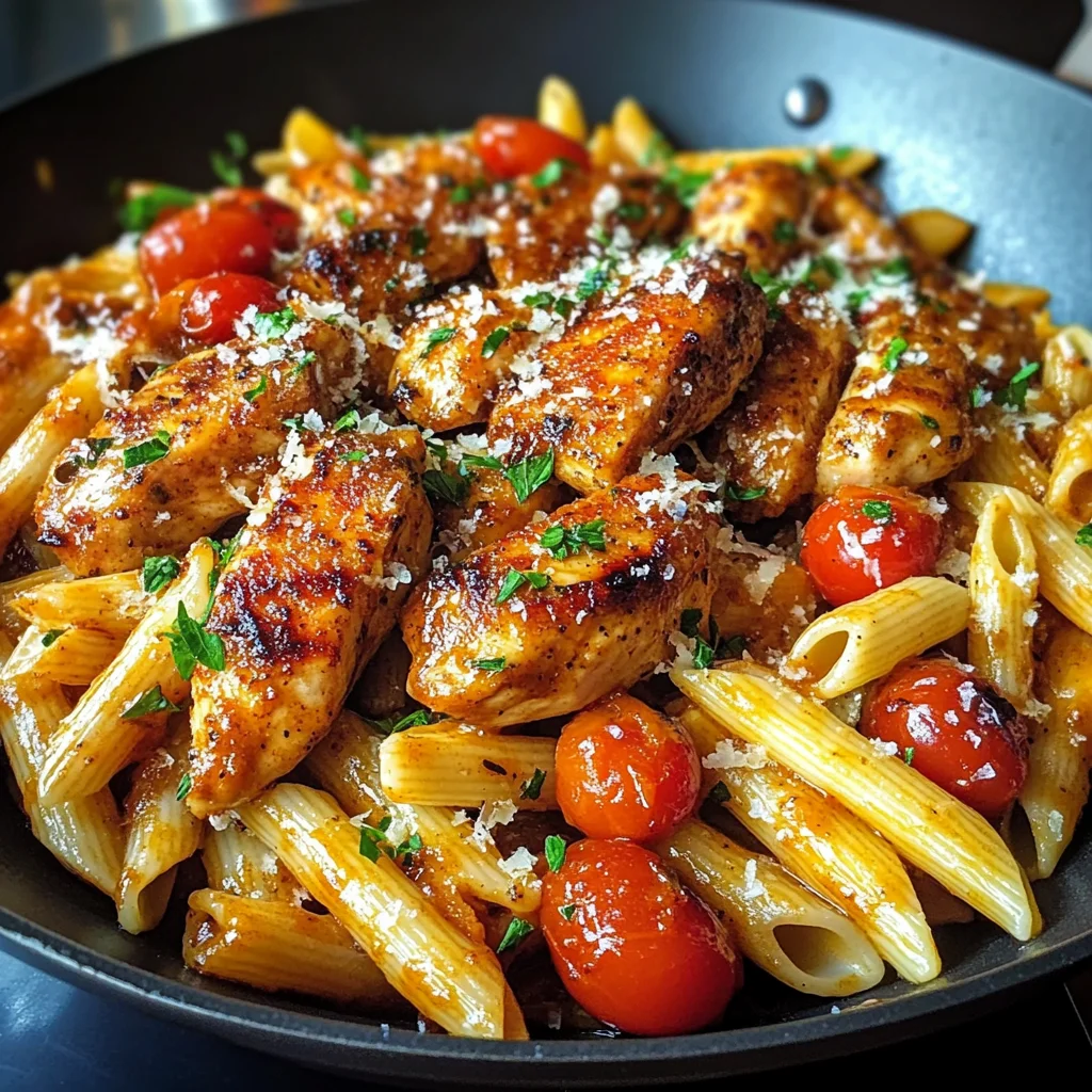 Sticky Sweet BBQ Cajun Garlic Butter Chicken Pasta Skillet