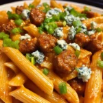 Sticky Sweet Buffalo Garlic Butter Sausage Penne