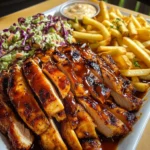 Ultimate Honey BBQ Chicken Platter with Seasoned Fries & Creamy Coleslaw