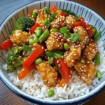 Ultimate Sesame Chicken Stir-Fry with Garlic Veggies & Rice