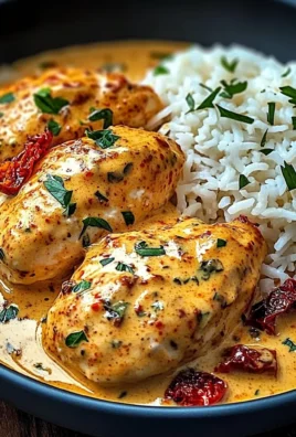 Velvety Paprika Chicken in Cream Sauce with Buttered Rice & Sun-Dried Tomato Burst