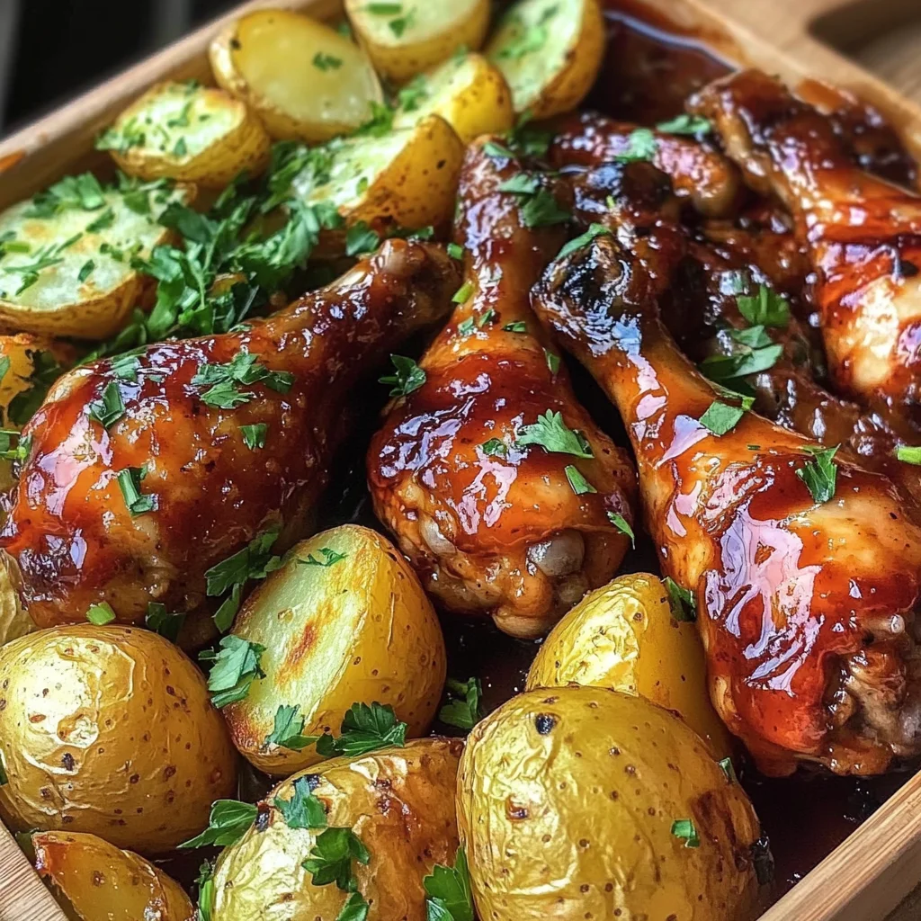 Ultimate Sticky Chicken Drumsticks with Crispy Potatoes